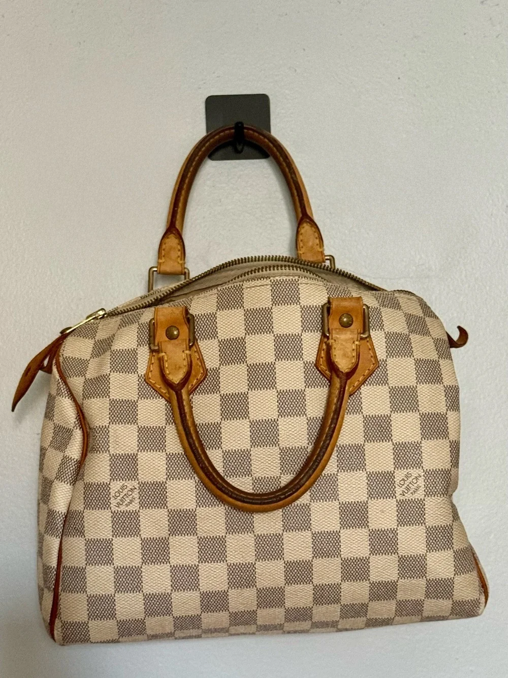Louis Vuitton Speedy 25 Damier Azur Handbag Boston Bag Authentic